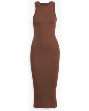Veronica Beard Jordy Ribbed Pima Cotton-Blend Midi Dress - Brown