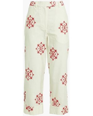 Simone Rocha Cropped Broderie Anglaise Cotton Straight-leg Pants - White