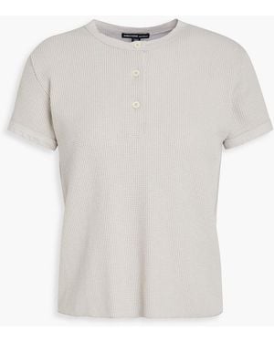 James Perse Waffle-knit Cotton And Linen-blend Top - Blue