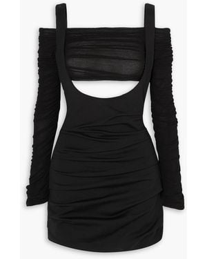 Interior The Frida Layered Gathered Stretch-jersey Mini Dress - Black