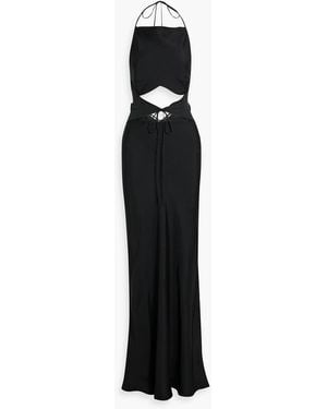 Bec & Bridge Naomi Chiffon-Paneled Twill Halterneck Maxi Dress - Black