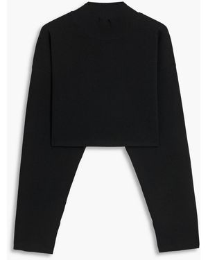 3.1 Phillip Lim Cropped Stretch-Knit Turtleneck Top - Black