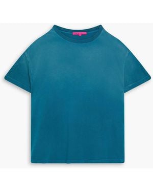 The Elder Statesman Pica Faded Cotton And Cashmere-Blend T-Shirt - Blue