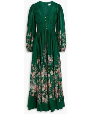 Zimmermann Floral-print Cotton Maxi Dress - Green