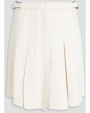 Brunello Cucinelli Bead-embellished Pleated Twill Mini Skirt - White