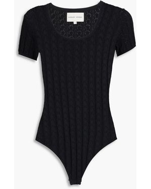 Loulou de Saison Sila Pointelle-knit Bodysuit - Black