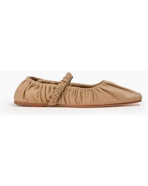 STUDIO AMELIA Zadie Leather Collapsible-Heel Mary Jane Flats - White