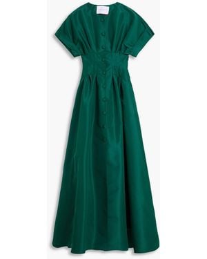 Carolina Herrera Pleated Silk-Faille Gown - Green