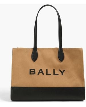 Bally Bar Printed Leather And Canvas Tote - Black