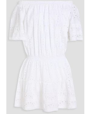 Melissa Odabash Micha Off-the-shoulder Broderie Anglaise Cotton Mini Dress - White