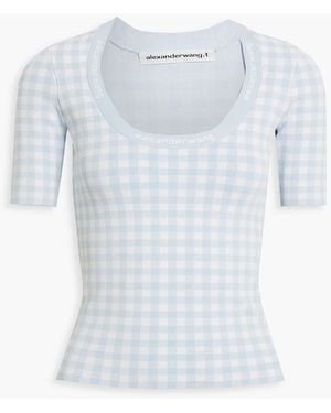 T By Alexander Wang Gingham Stretch-knit Top - White