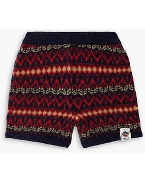 Bally Fair Isle Intarsia-knit Merino Wool Shorts - Red