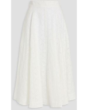 Zimmermann Broderie Anglaise Linen Midi Skirt - White