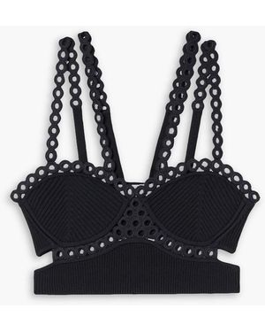 Jonathan Simkhai Liana bustier aus rippstrick mit cut-out und verzierungen - Schwarz