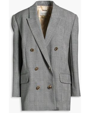 Zimmermann Double-Breasted Prince Of Wales Checked Wool-Blend Blazer - Grey