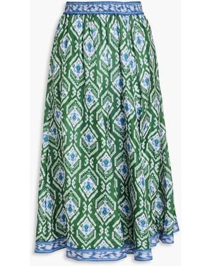 Zimmermann Printed Silk Midi Skirt - Green