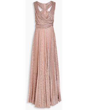 Talbot Runhof Pleated Lamé Gown - Pink