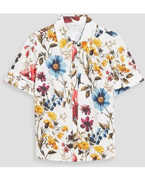 Mikael Aghal Floral-Print Cotton-Blend Poplin Shirt - White