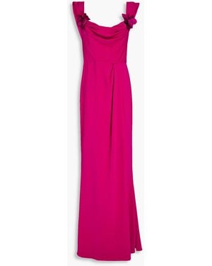 Marchesa Appliquéd Draped Crepe Gown - Pink
