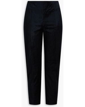 Veronica Beard Honolulu Cropped Cotton-blend Velvet Slim-leg Pants - Black