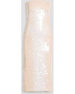 Sportmax Stemma Strapless Sequined Jersey Midi Dress - White