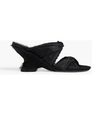 Dries Van Noten Twisted Calf Hair Mules - Black