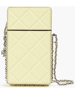 Tory Burch Fleming Quilted Leather Phone Pouch - Natural