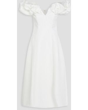 LEO LIN Annie Off-The-Shoulder Satin Midi Dress - White