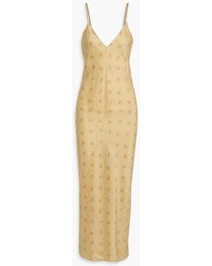 FRAME Floral-print Silk-satin Jacquard Maxi Slip Dress - Metallic