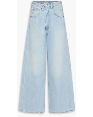Agolde Vana Frayed High-Rise Wide-Leg Jeans - Blue