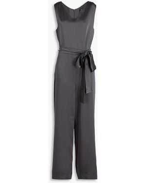 Max Mara Belted Satin Jumpsuit - Grey