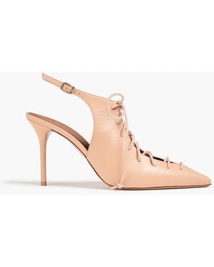 Malone Souliers Alessandra 85 Lace-Up Leather Slingback Court Shoes - Pink