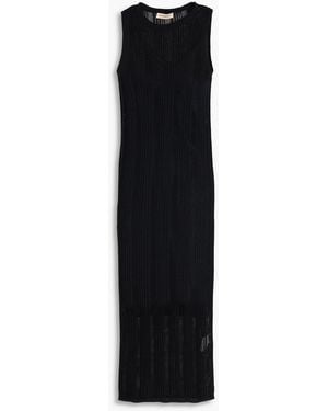 Gentry Portofino Ribbed Cotton-Blend Midi Dress - Black