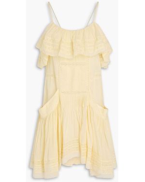 Isabel Marant Moly Lace-Trimmed Cotton-Voile Mini Dress - Yellow