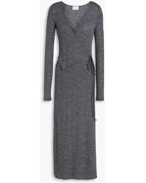 Claudie Pierlot Trinita midikleid aus wolle mit wickeleffekt - Grau