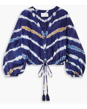Cara Cara Misha Cropped Tie-dyed Cotton-voile Blouse - Blue