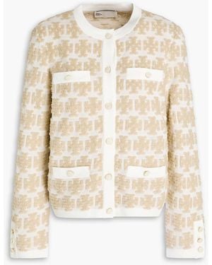 Tory Burch Kendra Jacquard-knit Cardigan - Natural