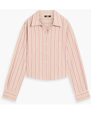 PAIGE Cropped Striped Cotton Shirt - Pink