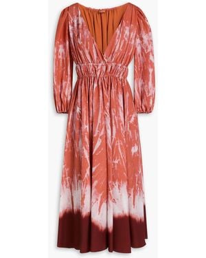 Altuzarra Kathleen Gathered Tie-dyed Crepe De Chine Maxi Dress