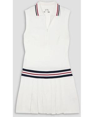 The Upside Love Fay Pleated Striped Cotton-piqué Tennis Dress - White