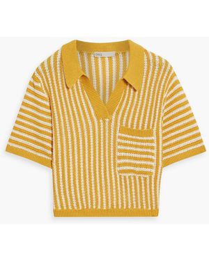 Onia Cropped Striped Linen Polo Shirt - Yellow