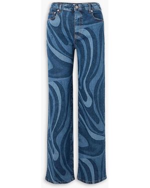 PUCCI Printed High-Rise Straight-Leg Jeans - Blue