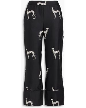 Zimmermann Printed Silk-Twill Kick-Flare Pants - Black