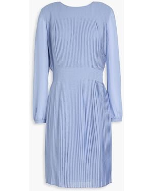 Emporio Armani Pleated Woven Dress - Blue