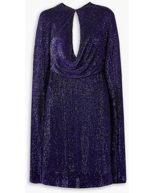Reem Acra Kleid aus tüll mit pailletten, cut-outs und cape-effekt - Blau