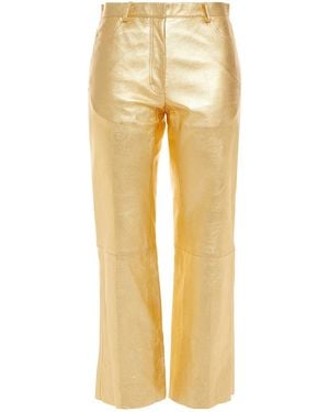 Sandro Leather Kick-flare Pants - Yellow