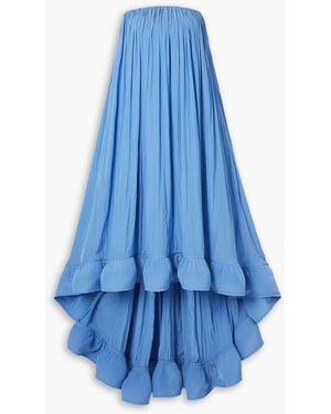 Lanvin Strapless Ruffled Chiffon Gown - Blue