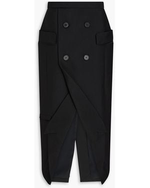 McQueen Wrap-Effect Wool-Crepe Midi Skirt - Black