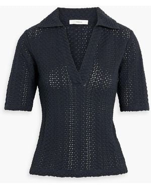 Vince Crocheted Cotton Polo Shirt - Blue