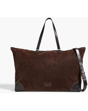 Paul Smith Leather-Trimmed Ribbed Suede Duffle Bag - Brown
